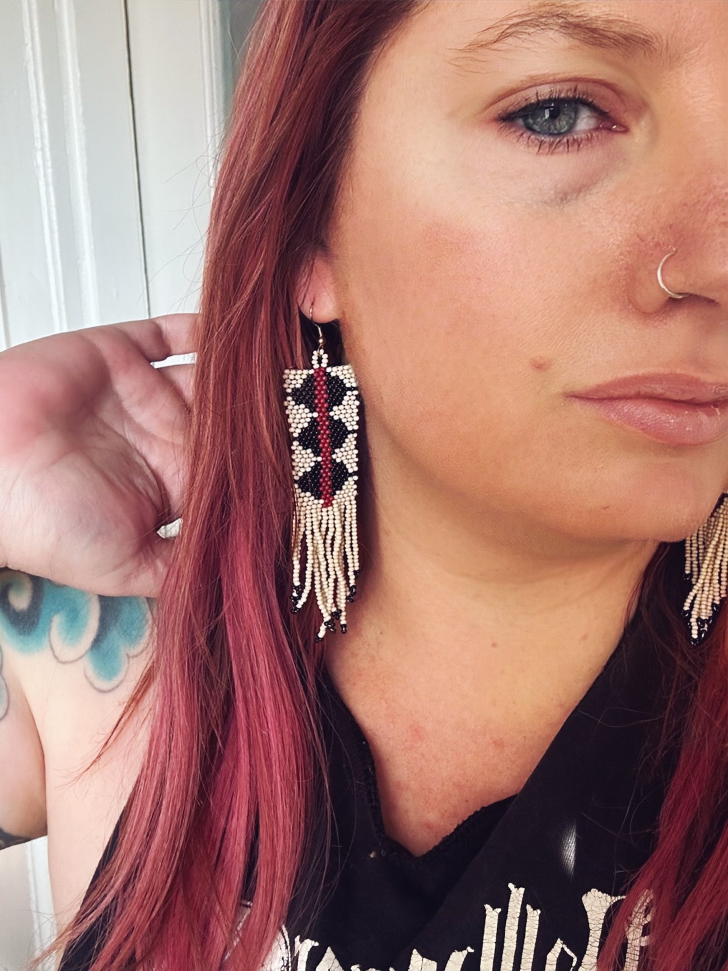 Free People beaded fringe earrings