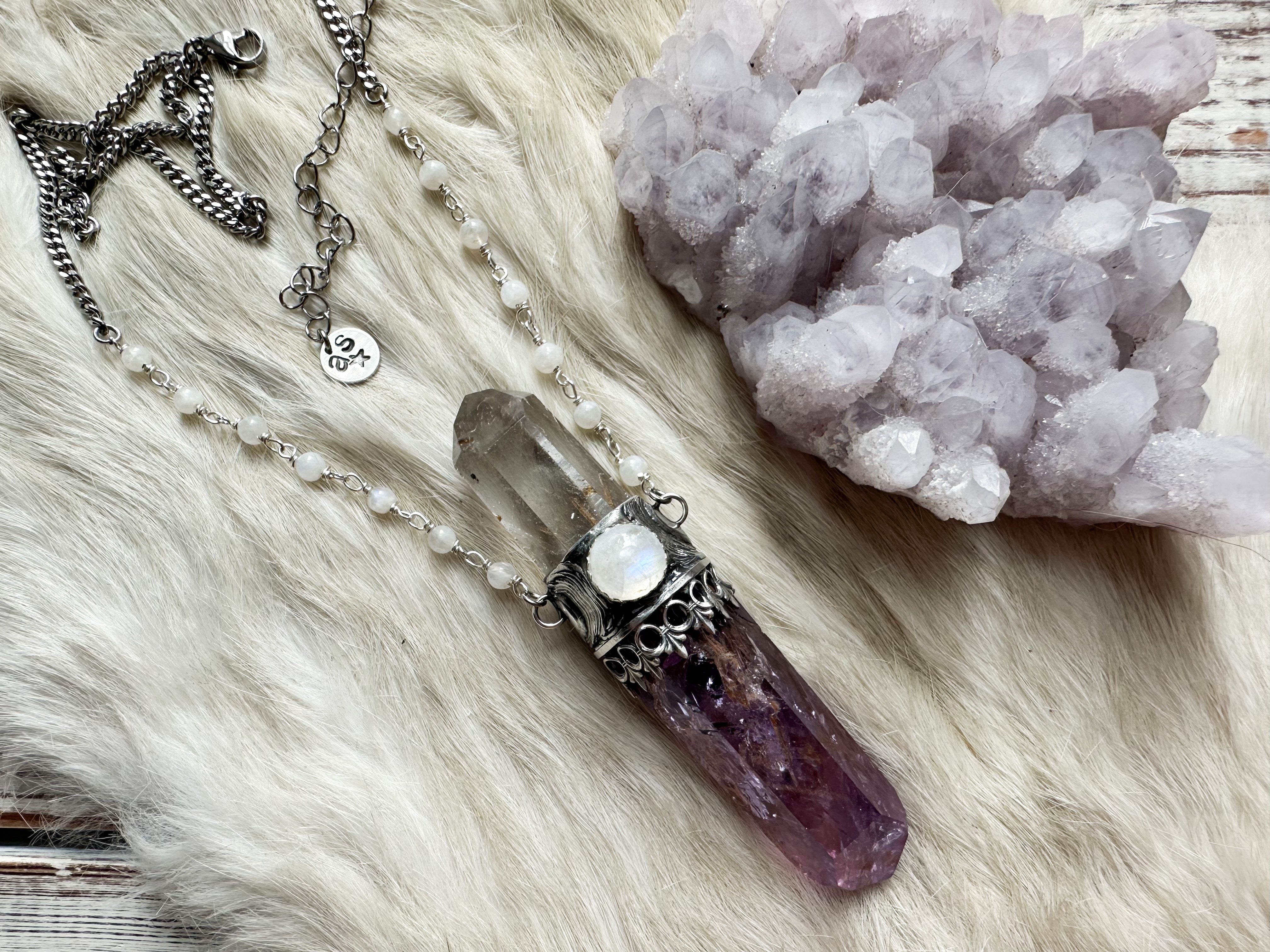 Violet Flame Magic wand necklace