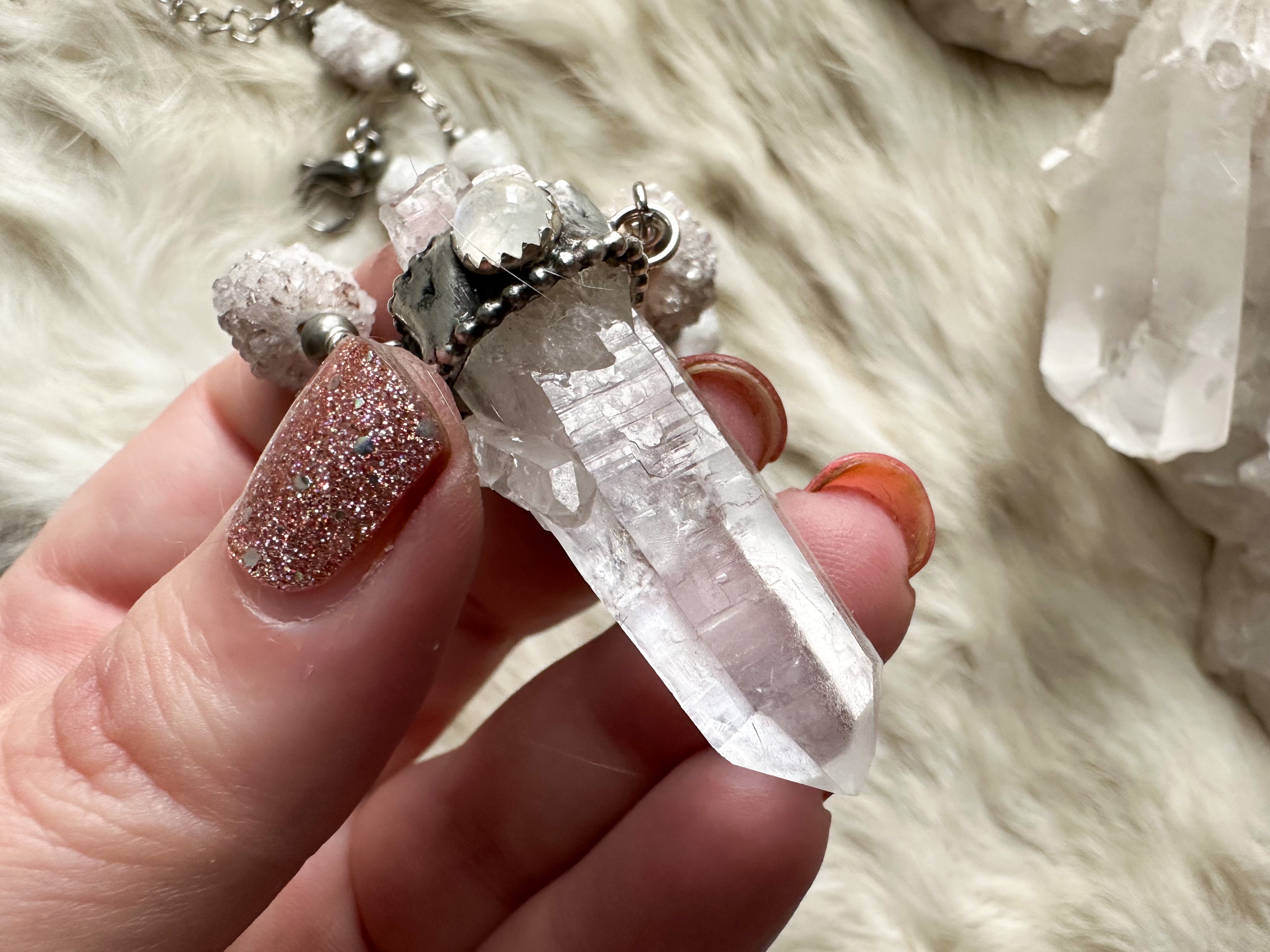 Light Weaver- lightning struck quartz necklace