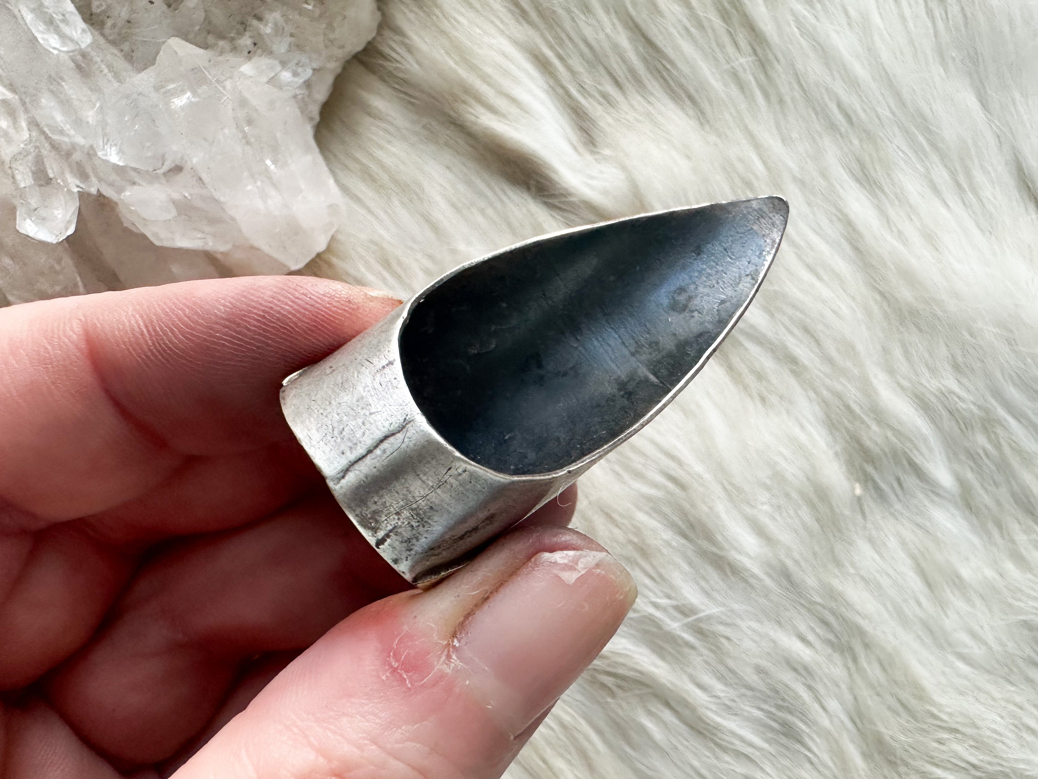 Interdimensional sterling silver shield ring by Star Native size 8