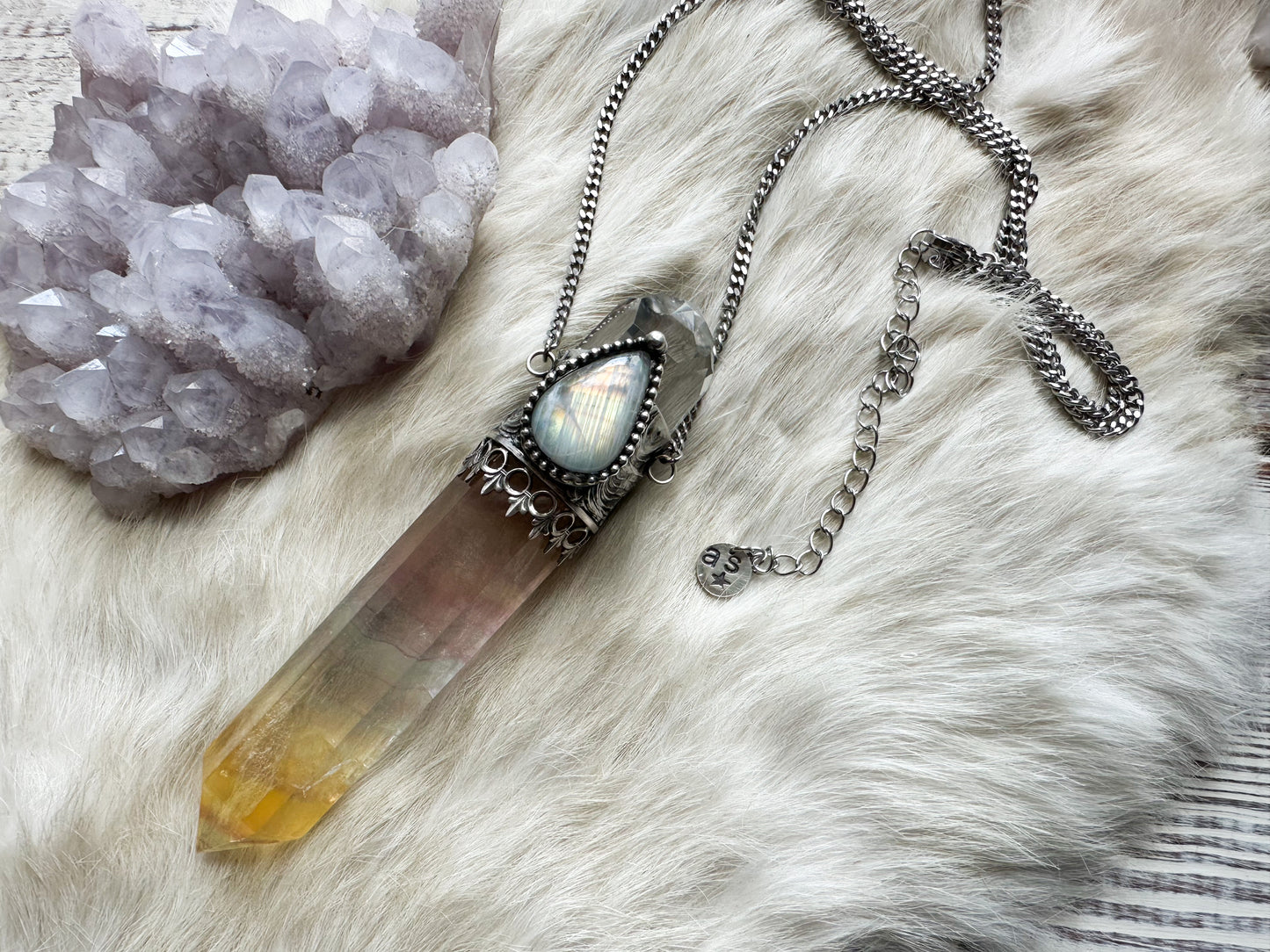 Rainbow Flame Wand Necklace