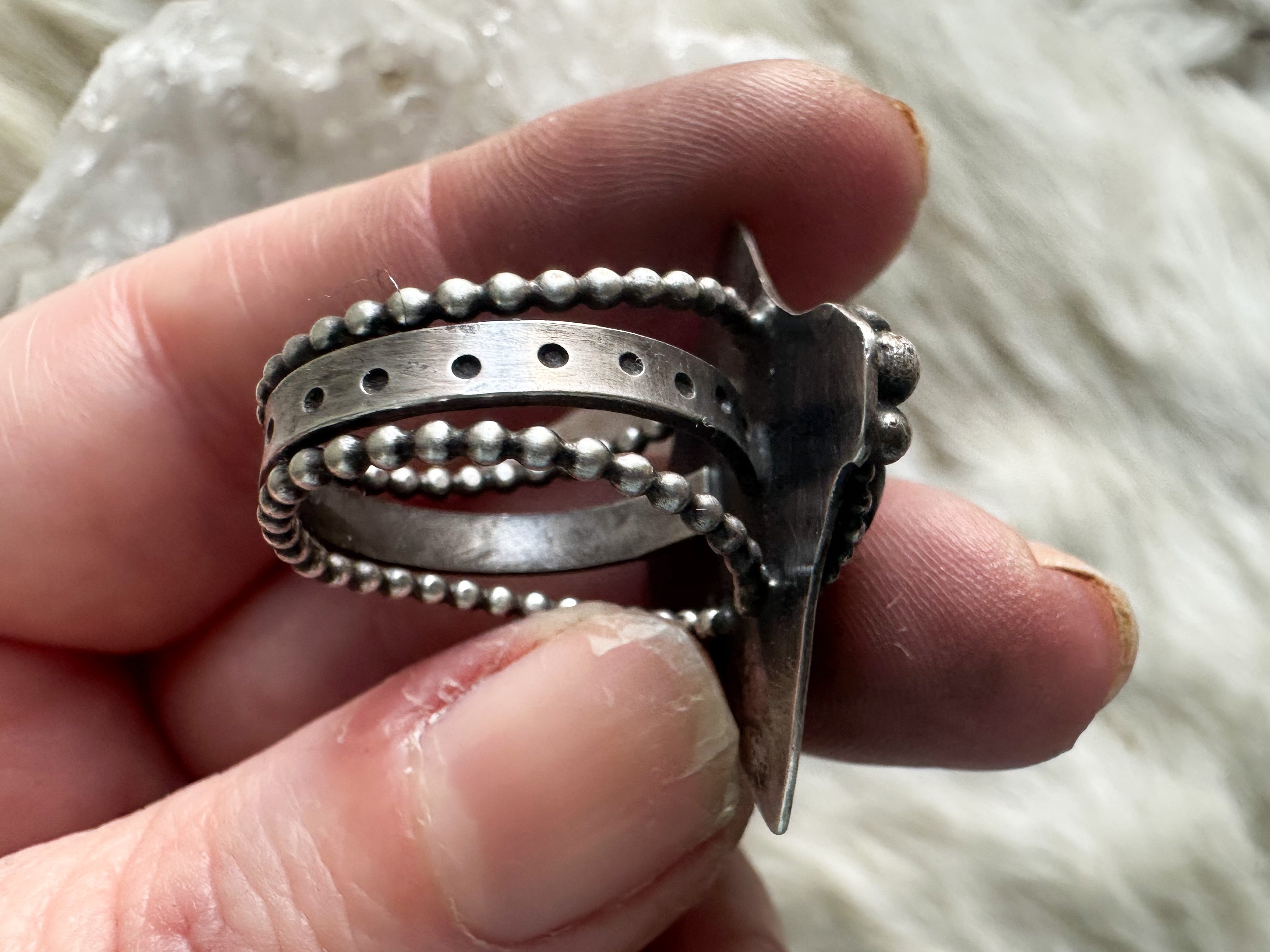 Sterling silver and rainbow moonstone ring by Star Native size 7.25