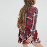 Free People Easy Street plaid flannel tunic top XS/S