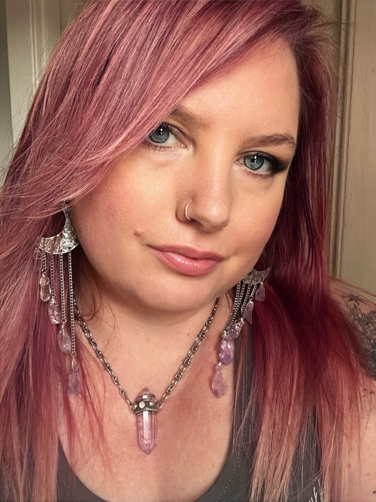 Amethyst Vogel power necklace