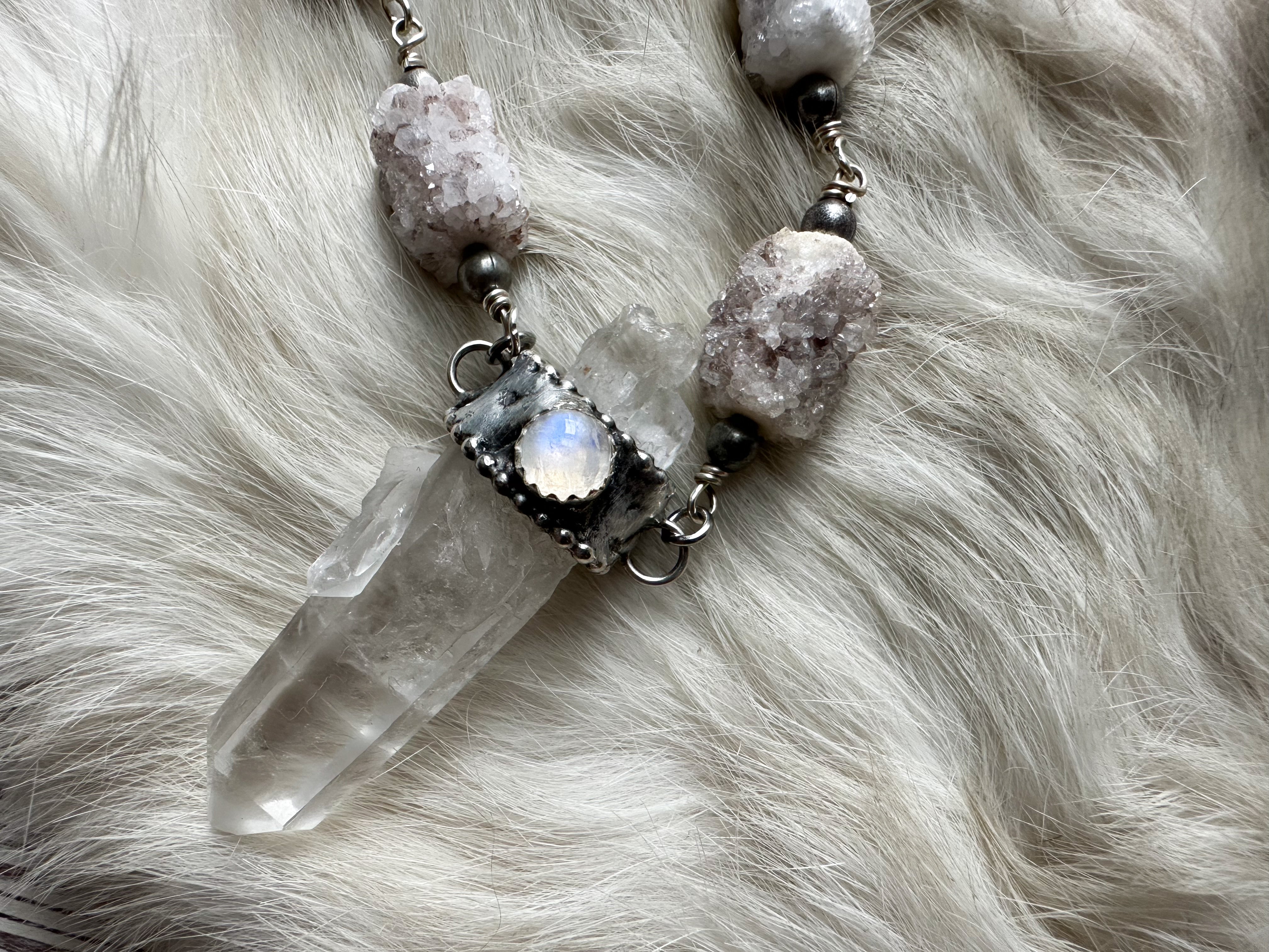 Light Weaver- lightning struck quartz necklace
