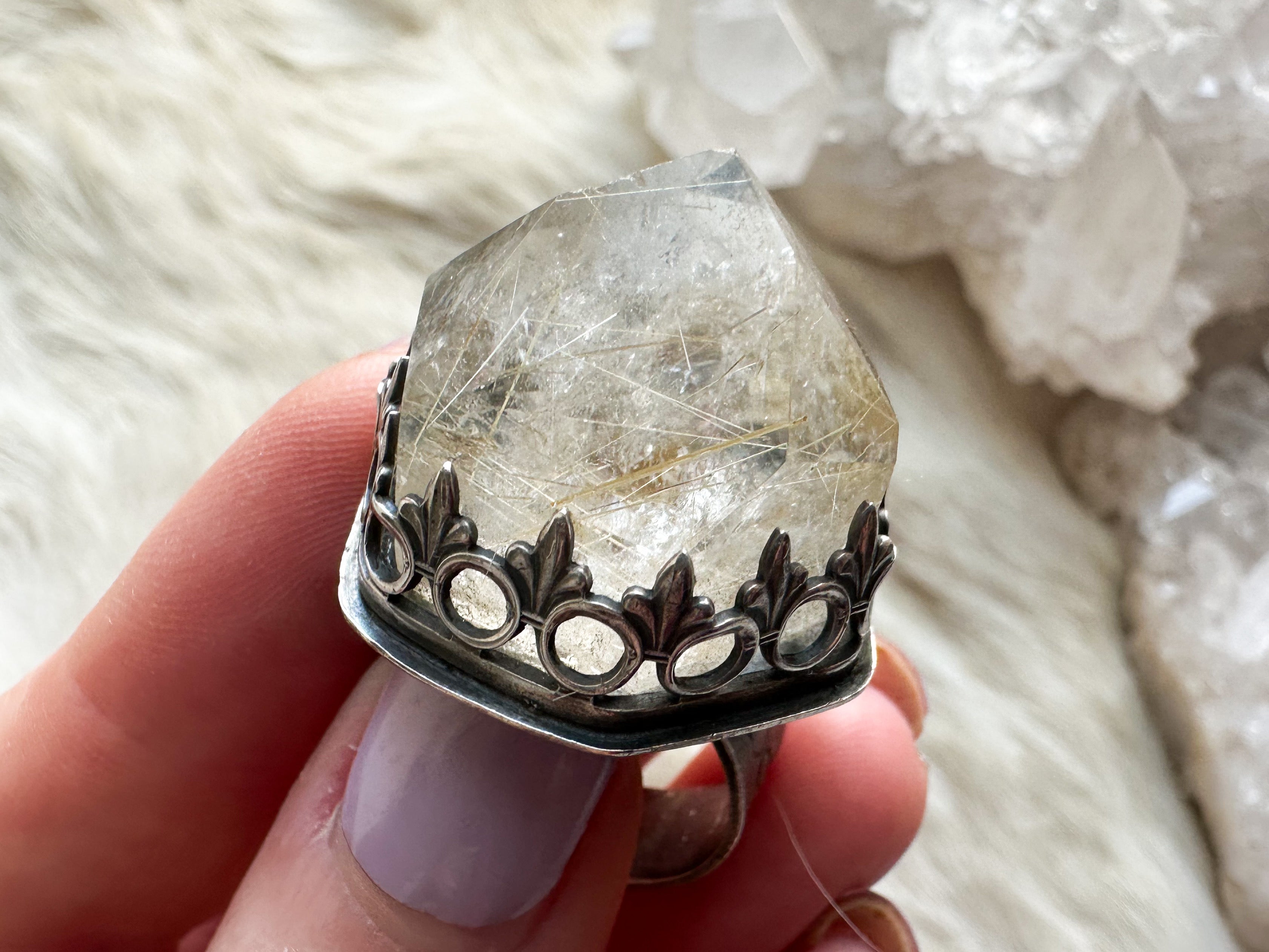 Golden Ray crystal power ring size 8