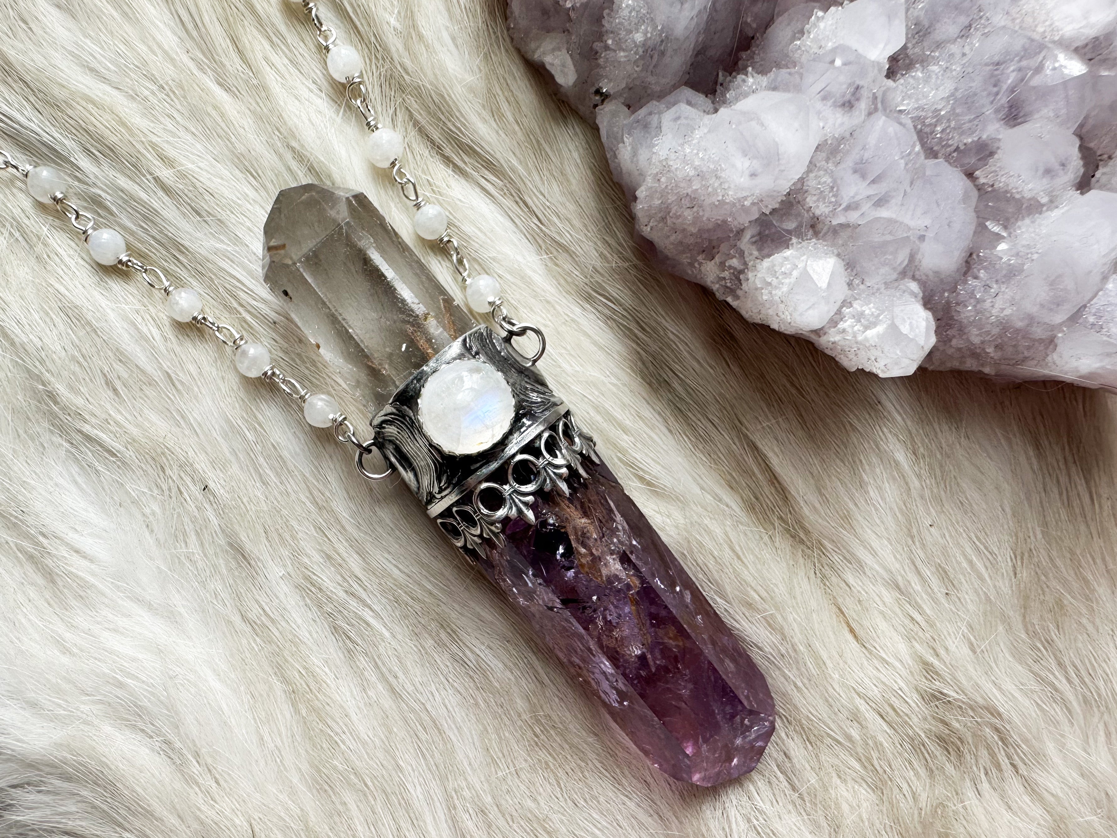 Violet Flame Magic wand necklace