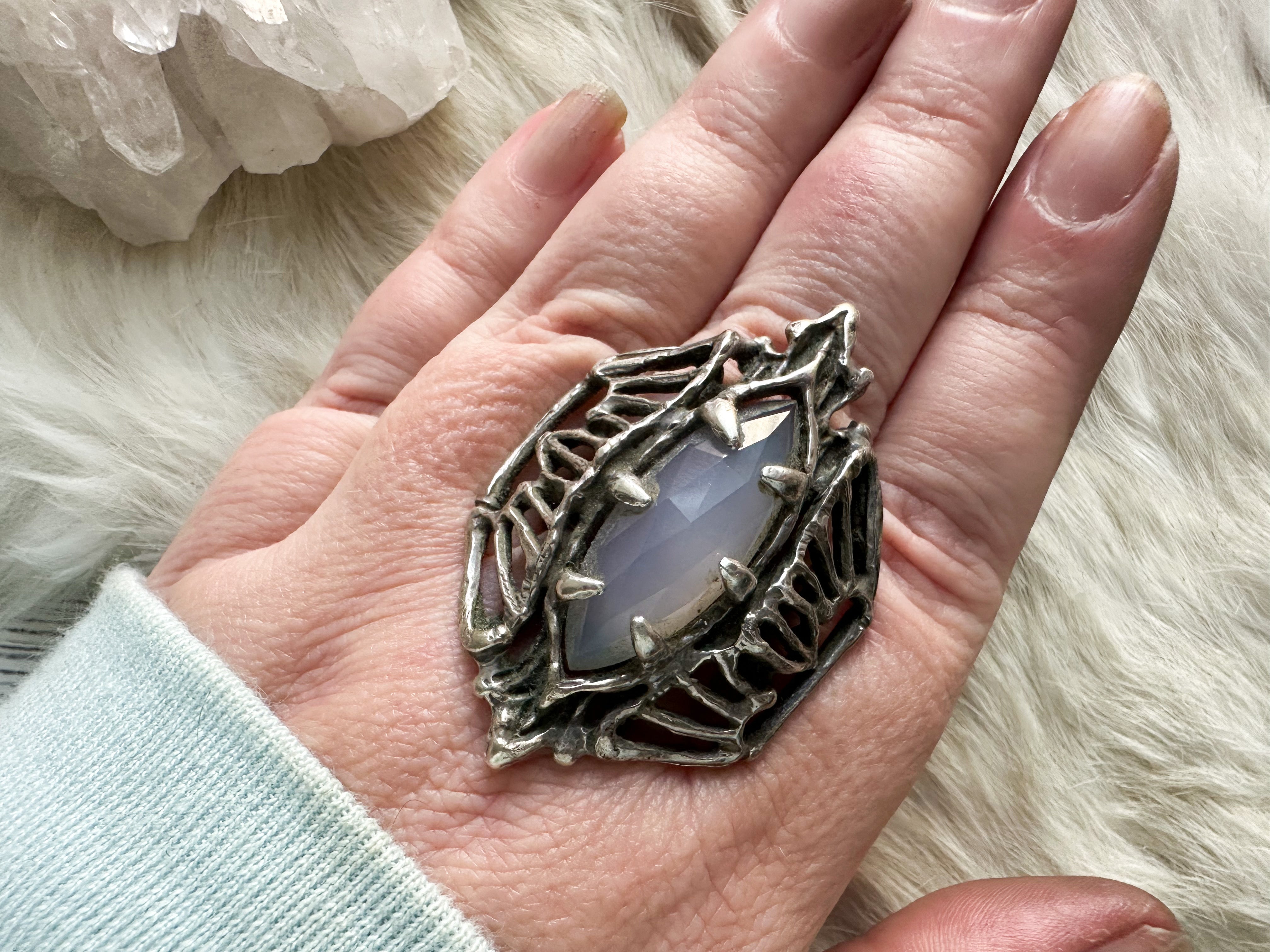 Sterling silver and opalite ring by Jamie Spinello adjustable size