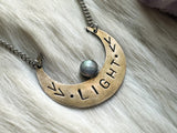 Brass and labradorite crescent moon necklace by Star Native