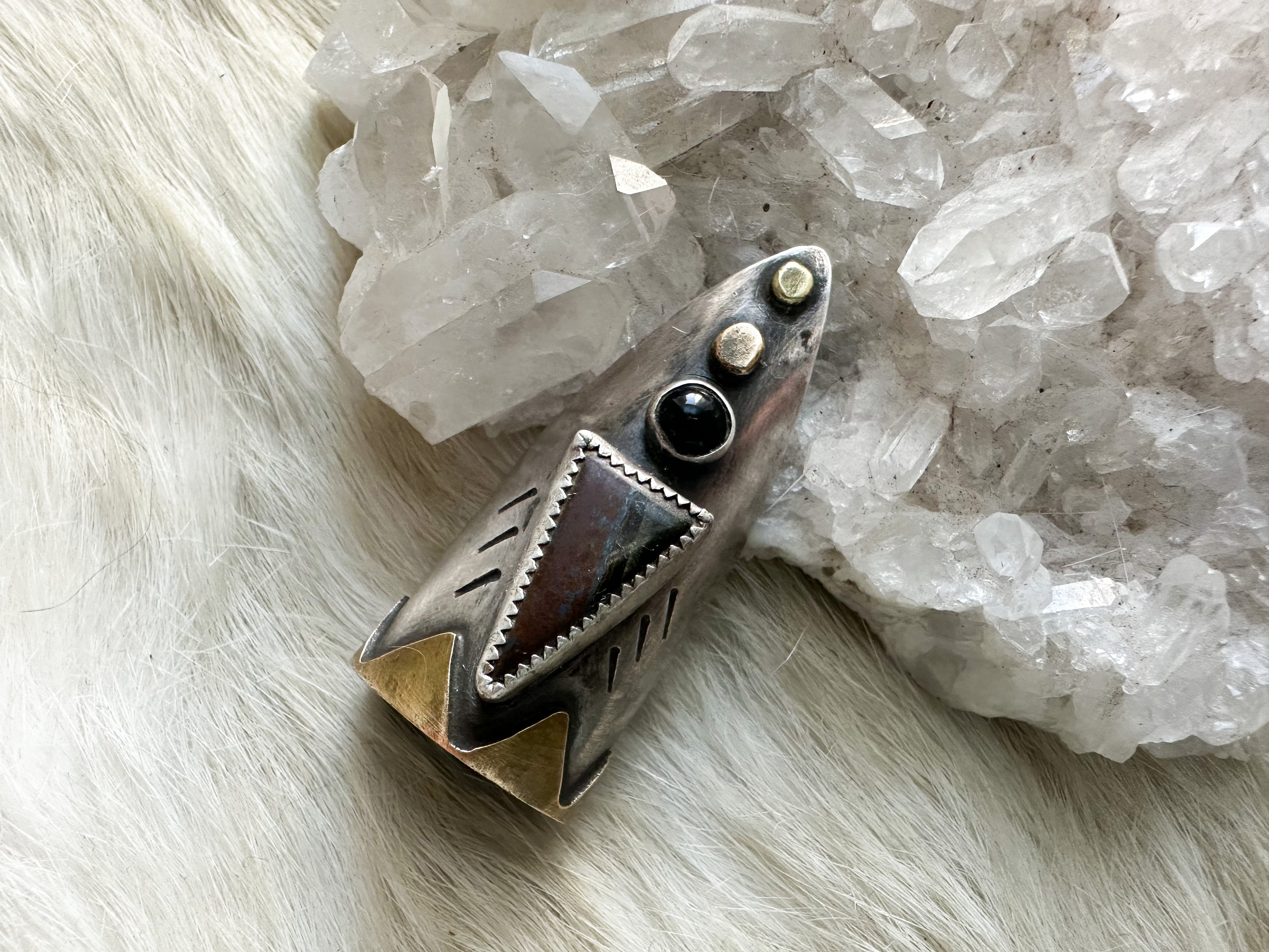 Interdimensional sterling silver shield ring by Star Native size 8