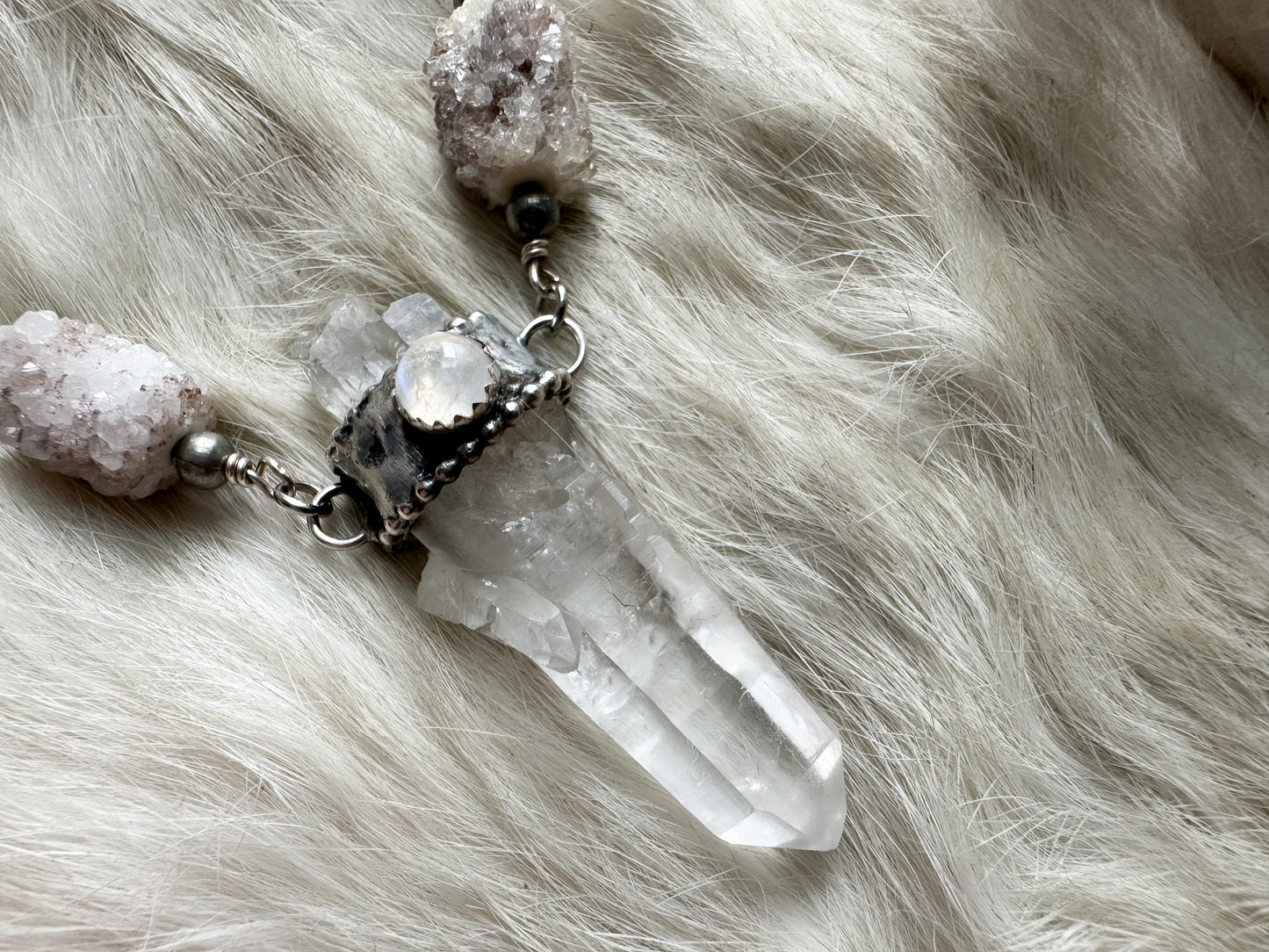 Light Weaver- lightning struck quartz necklace