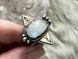 Sterling silver and rainbow moonstone ring by Star Native size 7.25