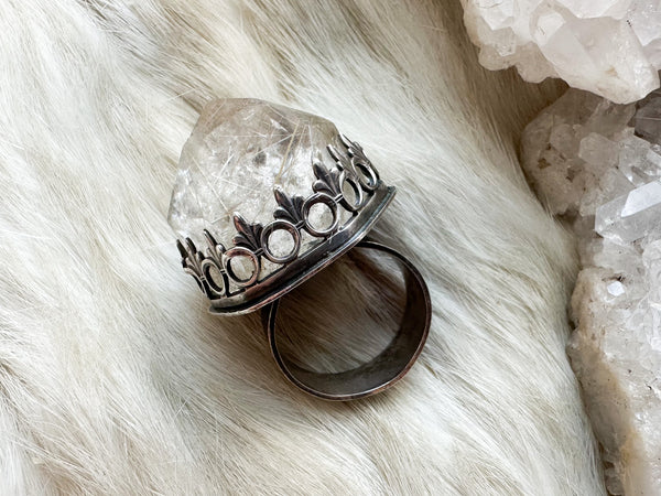 Golden Ray crystal power ring size 8