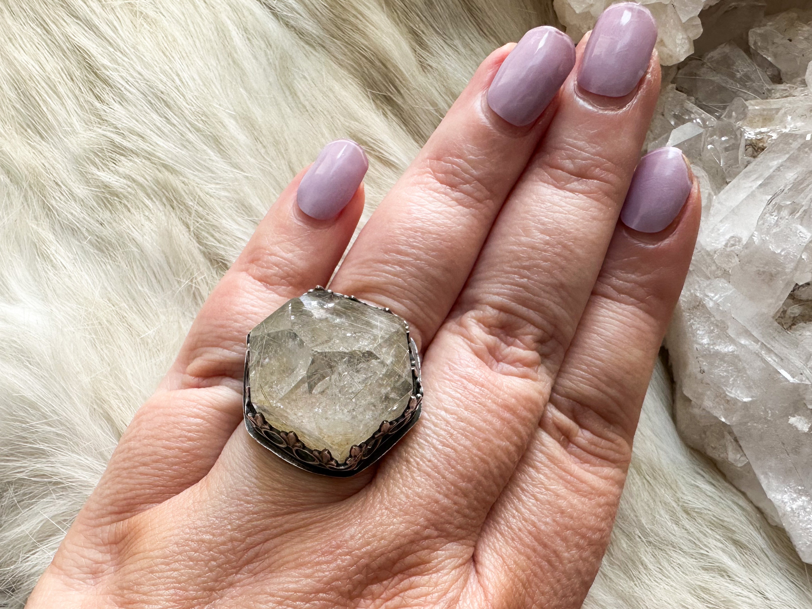 Golden Ray crystal power ring size 8