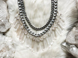 Power Shield crystal fringe necklace- Made to order
