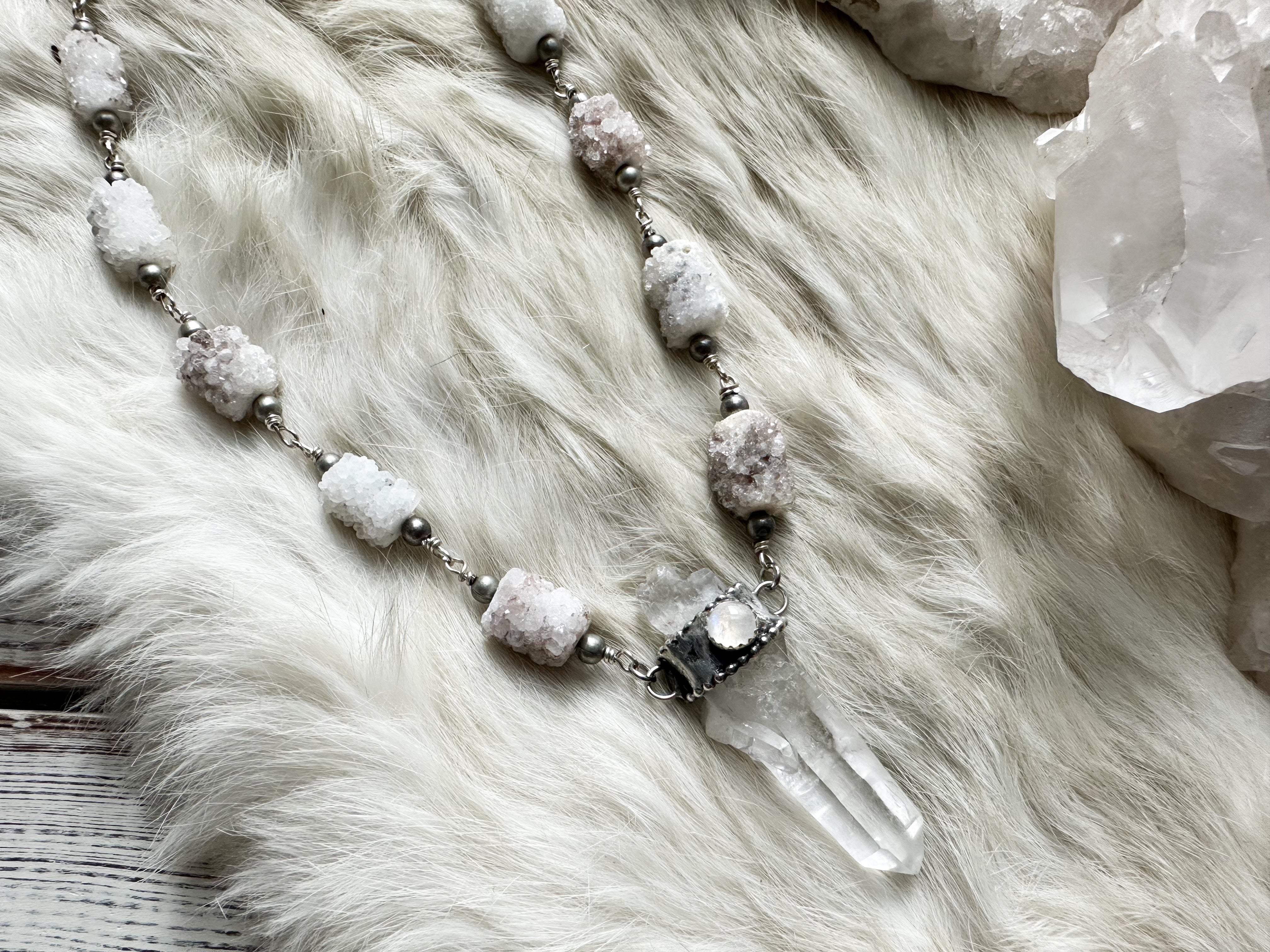 Light Weaver- lightning struck quartz necklace