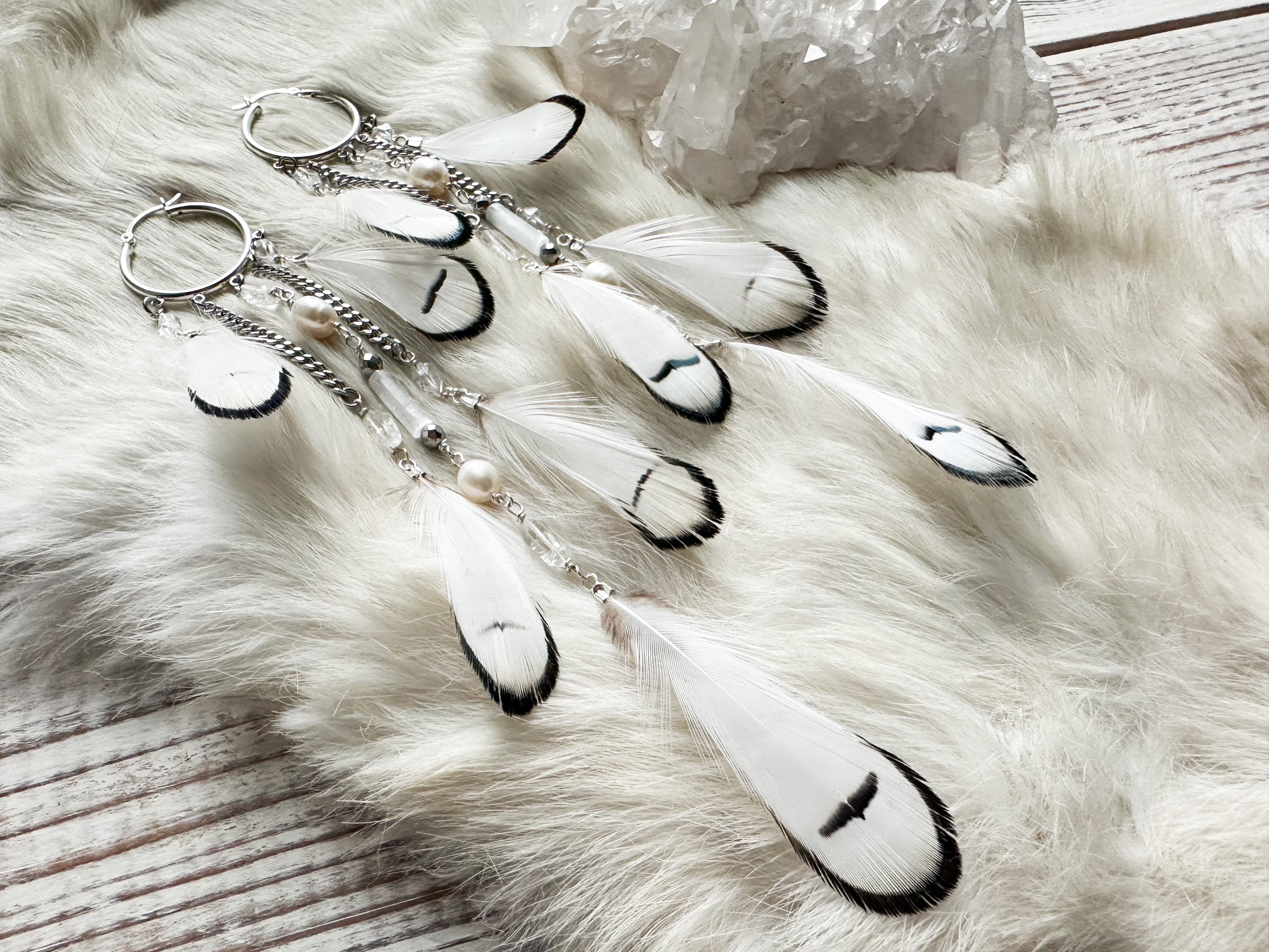 White Avian earrings