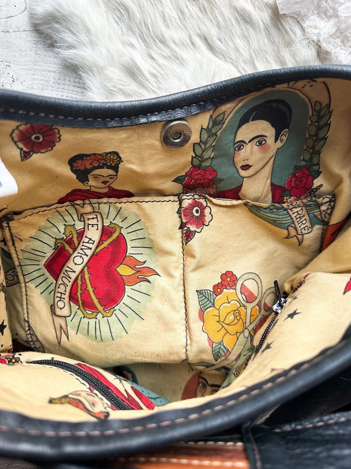 Hippie Mama Bags leather chevron fringe Mary Jane bag EUC