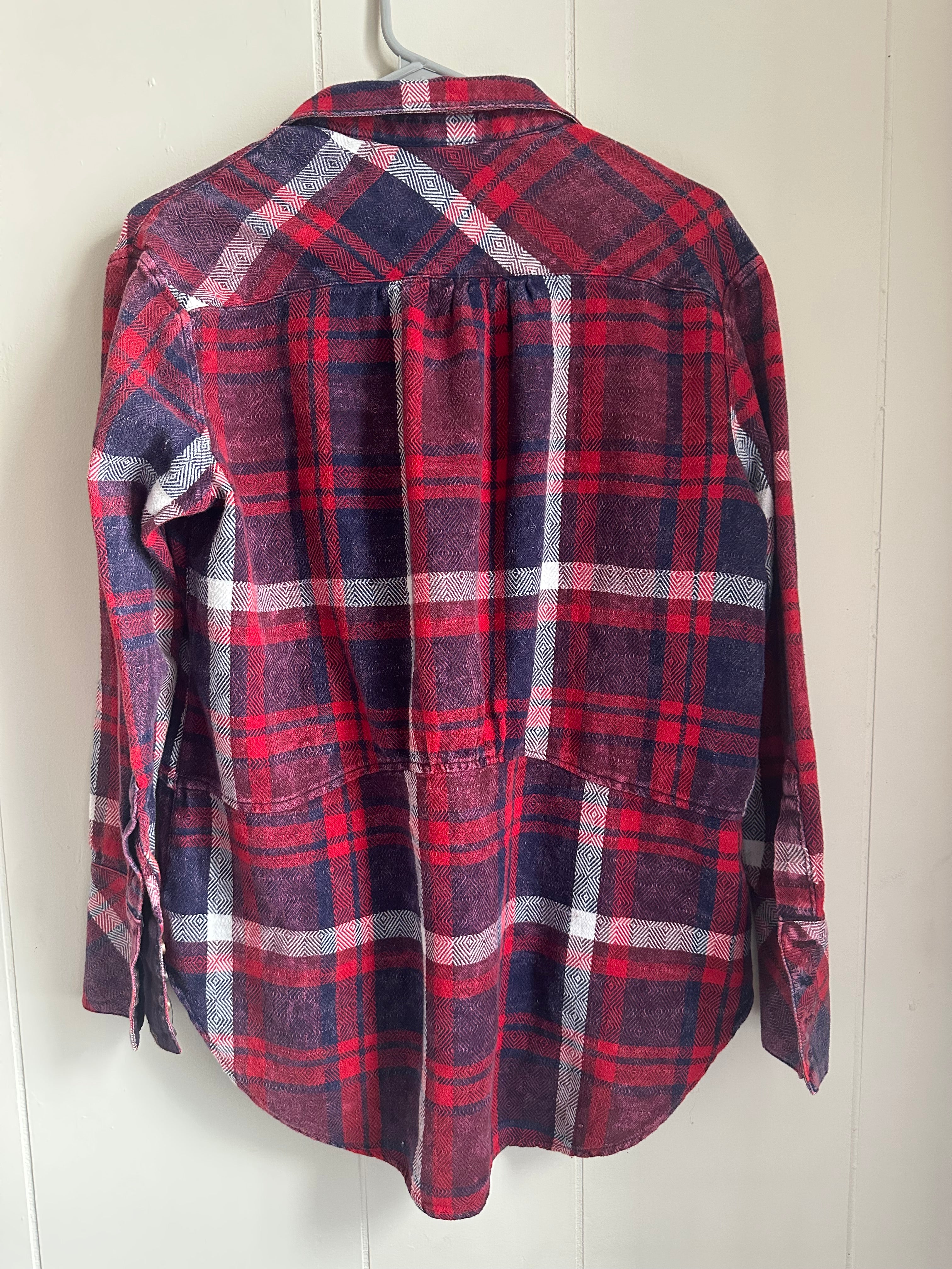 Free People Easy Street plaid flannel tunic top XS/S