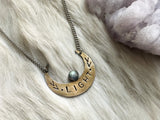 Brass and labradorite crescent moon necklace by Star Native