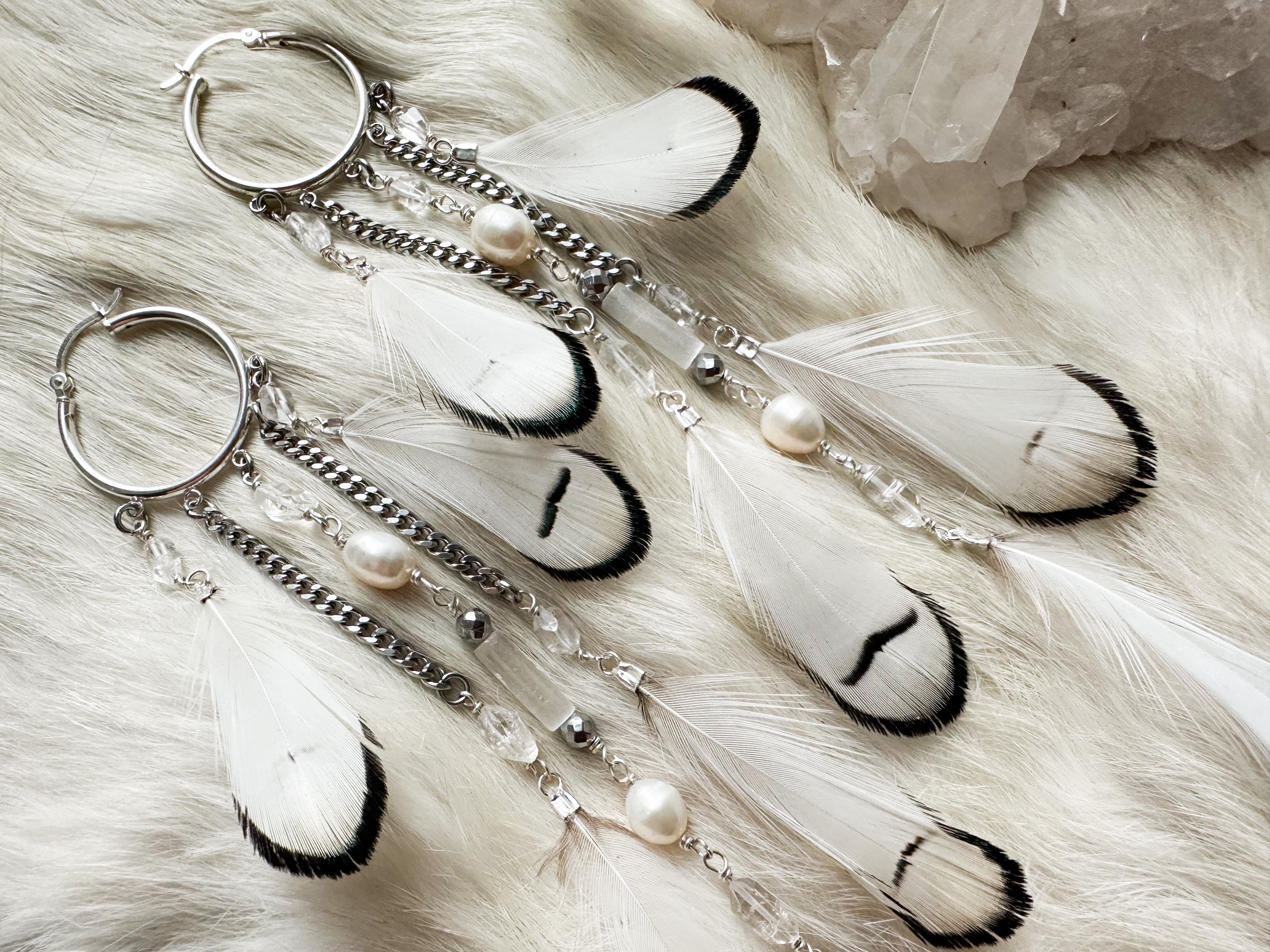 White Avian earrings