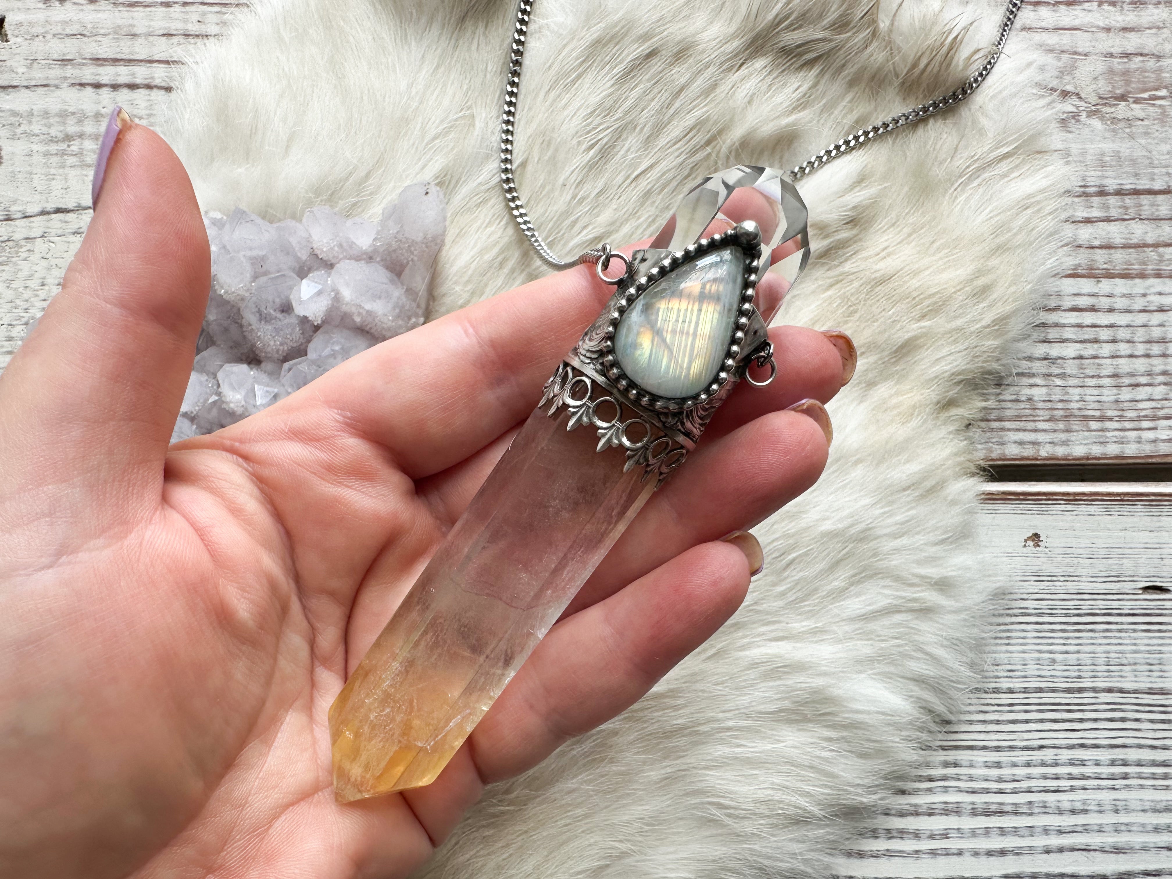 Rainbow Flame Wand Necklace