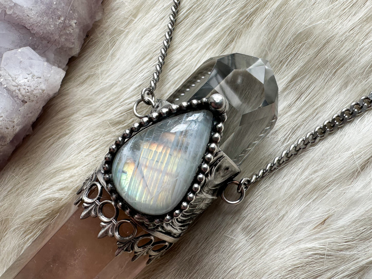 Rainbow Flame Wand Necklace