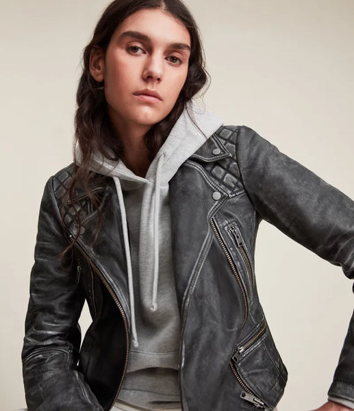 All Saints Vintage Leather Cargo jacket size 8 medium brand new