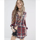 Free People Easy Street plaid flannel tunic top XS/S