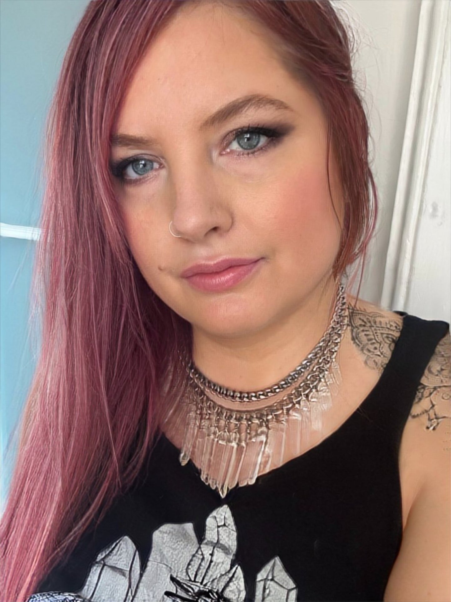 Power Shield crystal fringe necklace- Made to order