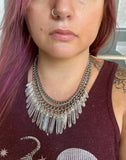 Power Shield crystal fringe necklace- Made to order