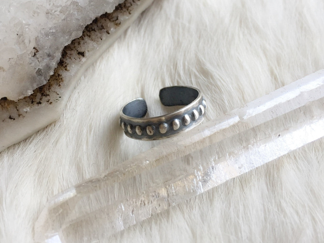 Studded sterling silver midi rings